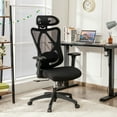 thumbnail image 3 of Gymax Chaise de Bureau Inclinable en Maille Chaise Pivotante avec Support Lombaire Réglable, 3 of 10