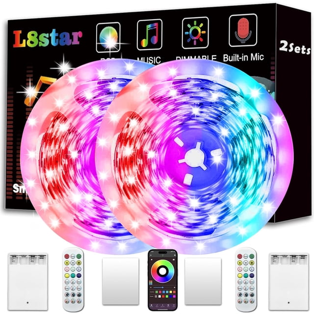 Tiras de Luces LED RGB L8star de 8m con Batería y Control Remoto USB