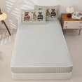 thumbnail image 4 of Manfei Patchwork Cat Zipper Queen Comforter Set with Fitted Sheet and 2 Pillowcases, Modern Fashion Grid Zipper Bedding Set, Beige, Gray Reversible, 4 Pieces, 4 of 7