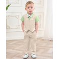 thumbnail image 3 of ZOEREA Baby Boy Clothes Toddler Boy Outfits 4PCS Gentleman Dress Romper/Vest/Pants/Bow Tie Cotton Suit Sets, 3 of 10