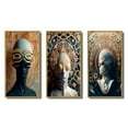 thumbnail image 2 of Designart "Futuristic Fashion Sci-Fi Woman Portrait II" Surrealism Framed Wall Art Set Of 3 - Blue Transitional Frame Canvas Set For Living Room Decor, 2 of 6