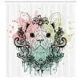 thumbnail image 3 of Ambesonne Animal Shower Curtain, French Bulldog Flowers, 69"Wx70"L, Pale Green Pale Pink, 3 of 3