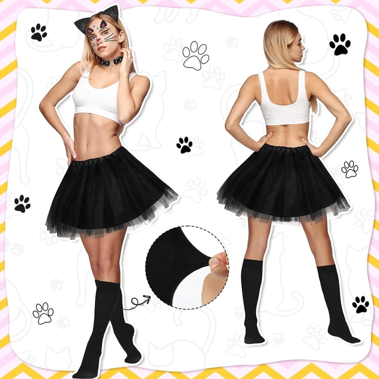 Women's Black Cat Ear Headband & Fishnet Stockings Set - Perfect Halloween & Cosplay Accessories For Parties