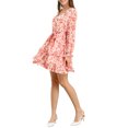 thumbnail image 4 of Allegra K Women's Floral Long Sleeve Elastic Waist Ruffle Hem Dress with Belt, 4 of 7