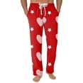 thumbnail image 2 of Men's Fashion Mosaic Heart Print Pajama Pants, Drawstring Elastic Waist Lounge Trousers for Valentine's Day Gift and Home,Red,M, 2 of 5