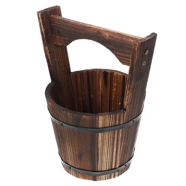 SUTENGDA 1 Ensemble de Pot de Plante en Bois Baril Cache-Pot Réutilisable Support de Jardinière Petit Pot Rétro Pot de Plante en Bois