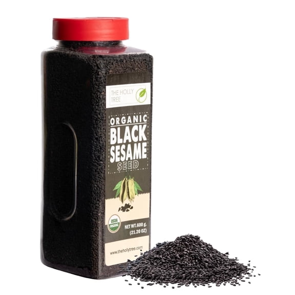 Organic Black Sesame Seeds 21.20 oz - Black Sesame Seeds Organic - for Cooking, Baking, and Garnishing - USDA Organic, Gluten-Free, Non-GMO - The Holly Tree
