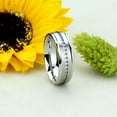 thumbnail image 4 of 8MM Comfort Fit Titanium Wedding Band Brushed Center Shiny Step Edge CZ Eternity Ring (Size 7 to 15), 4 of 4