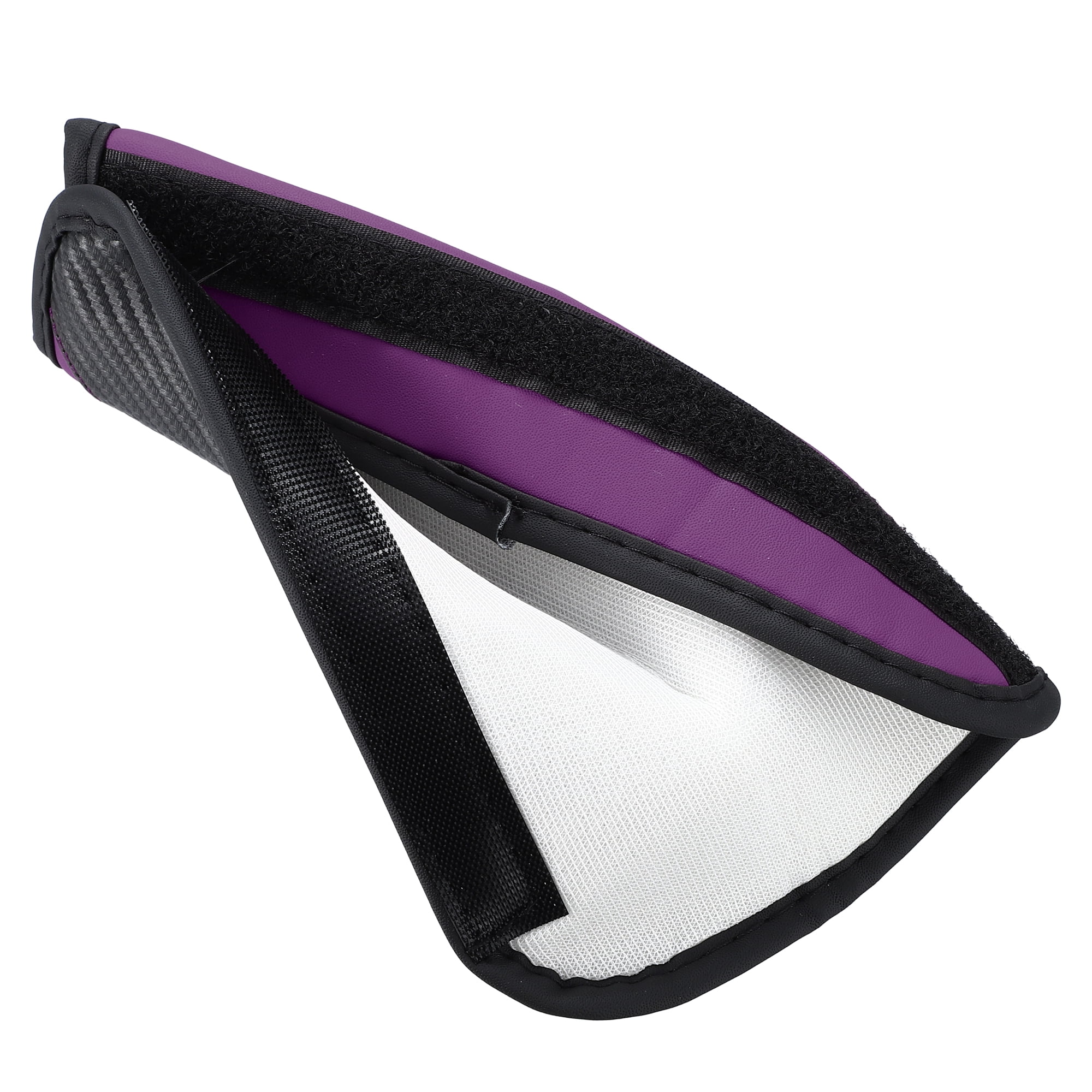Unique Bargains Purple Car Seat Belt Cover Carbon Fiber Leather