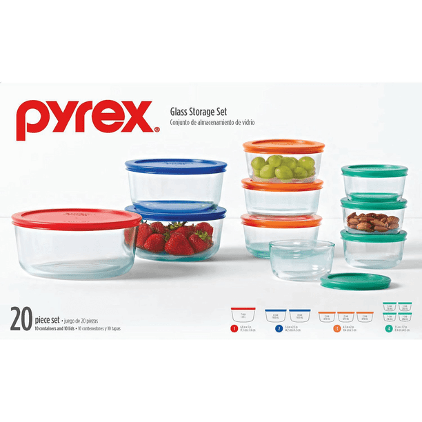 Pyrex 20 Piece Glass Storage Set Walmart Com Walmart Com