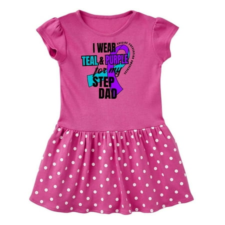

Inktastic Suicide Prevention I Wear Teal and Purple for My Step Dad Gift Toddler Girl Dress