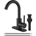 thumbnail image 1 of Midanya Grifo para fregadero de barra húmeda con una sola manija para baño, grifo de cocina, grifo de 1 orificio, caño giratorio, granja, RV, pequeño tocador, baño, grifo con placa de cubierta, negro, 1 of 1