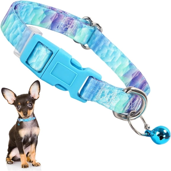 Puppy Collar with Bell, Pretty Daisy Cute Floral Flower Girl Cat Collar, Tiny Dog Collars with Bells for XXS XS Small Pet Female Dogs