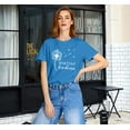 thumbnail image 4 of Xuanfei Women Dandelion Letter Print Round Neck Short Sleeve Summer T-shirt, 4 of 7
