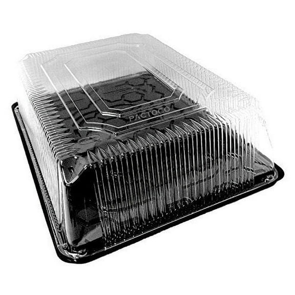 D&W FinePack Wilkinson G95 Black 1/2 Half Size Sheet Display Cake Tray w/Clear High Dome Lid (pack of 5)