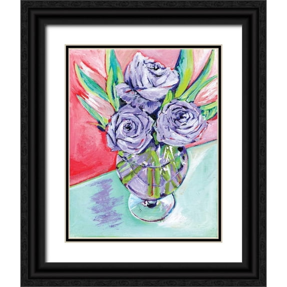 Seay, Anne 12x14 Black Ornate Wood Framed with Double Matting Museum Art Print Titled - Purple Rose