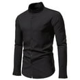 thumbnail image 2 of JSGEK Long Sleeve Long Sleeve Turn Down Collared Tops Casual Clothes for Men Regular Fit Button Down Blouse Men's Spring BusinessShirts Clearance Loose Vintage Black XXL, 2 of 9