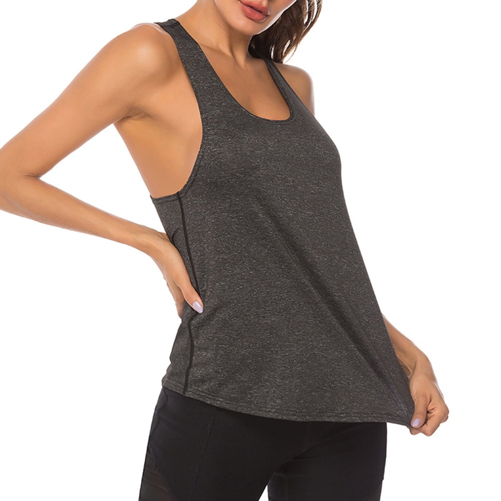 Women Workout Tops Racer Back Solid Sleeveless Yoga Fitness Running Gym ...