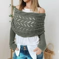 thumbnail image 2 of AWZXDE Women's Autumn Winter Solid Color Knitted Knit Openwork Extra Long Double Sleeve Shawl Scarf Wrap Poncho Green,One Size, 2 of 9