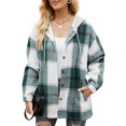 thumbnail image 1 of Mujer Cárdigan Sudadera Elegante Casual Otoño Invierno Bloques De Color A Cuadros Mujer Casual Sudadera Con Capucha Verde XXL, 1 of 6