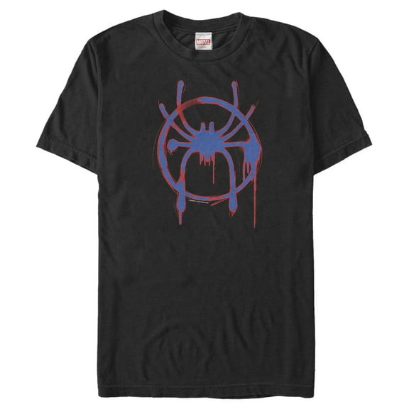 Men's Marvel Spider-Man: Into the Spider-Verse  Spray Paint Logo  Graphic Tee Black Medium