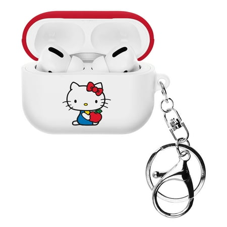 Sanrio AirPods Pro Case Key Ring Keychain Key Holder Hard PC Shell Strap Hole Cover - Hello Kitty Apple