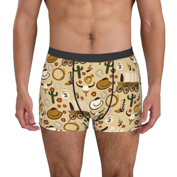 Balery Wild West Cowboy Calzoncillos bóxer para hombre, ropa interior de algodón suave y transpirable con cinturilla de nailon-Medium
