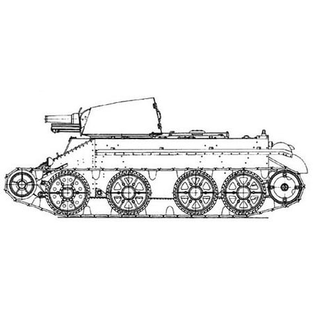 Canvas Print D-38 soviet light tank drawing Stretched Canvas 10 x
