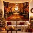 thumbnail image 3 of Autumn Estate Gravel Path with Fallen Leaves, Romantic Painterly Landscape for Nature Lovers, Vintage Home Decor, Housewarming Gift Tapestry Wall Hanging for Bedroom, Living Room and Dorm, 3 of 7
