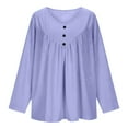 thumbnail image 4 of Lenpel Women's Plus Size Tops Long Sleeve V Neck Pleated Textured T Shirts Loose Tunic Tees Dressy Casual Blouses(Purple,X-Large), 4 of 7