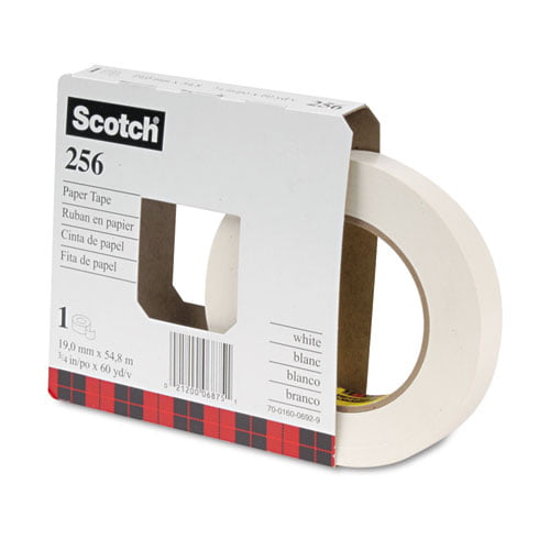 3M 256 1" Printable Writable Adhesive Acid Free White Flatback Masking Tape 60y 