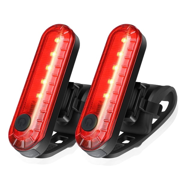 Luz trasera para bicicleta Ascher, recargable por USB, LED, paquete de 2 unidades, 330 mAh