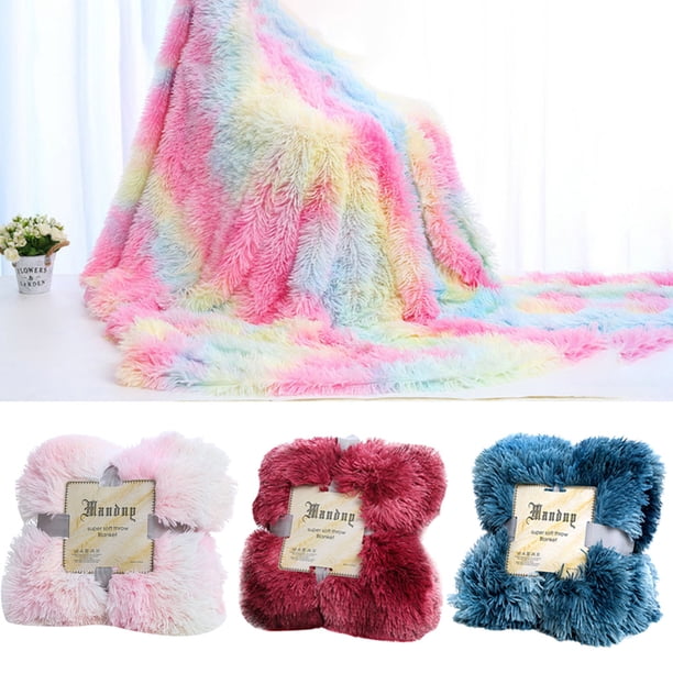 TureClos Fluffy Sofa Nap Blanket Long Plush Fuzzy Bed ...