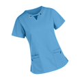 thumbnail image 3 of Top exfoliante para mujer, Top exfoliante para enfermera, profesional, cómodo con bolsillos, Top exfoliante para enfermería, ropa de trabajo para SPA, Azul claro L, 3 of 8