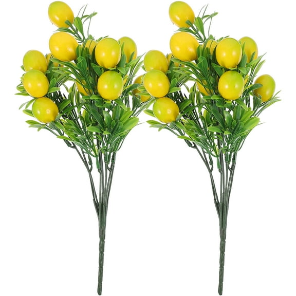 4pcs Artificial Lemon Tree Stem Fake Fruit Branches Faux Lemon Branch Arrangement for Home