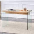 thumbnail image 2 of Modern Elegant Coffee Table: 47.2" MDF Wood Sticker Top with Transparent Tempered Glass Sides, Sturdy Living Room Furniture, Ample Surface, Easy Assembly, 2 of 19