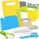 thumbnail image 1 of Toddler Kitchen Utensil Set - Toddler Safe Kitchen Knife Set For Real-life Cooking With Toddler Safe Plastic Knives - Kids Cutting Board, 1 of 5