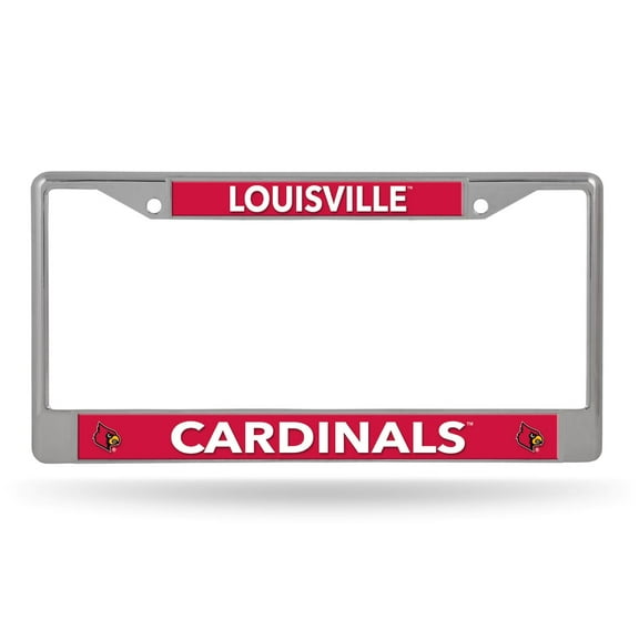 Louisville-Cardinal's Lightweight Standard Size Chrome Metal License Plate Frame