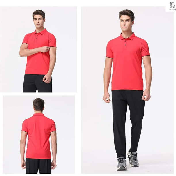 Polos for Men Short Sleeve Golf Tennis T-Shirt Moisture Wicking Printed  Shirts Sport T-Shirts, Black, X-Large : : Clothing, Shoes &  Accessories