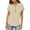 Beige, variant on MOJOGO Women's Ruffle Short Sleeve Tops V Neck Linen Blouse Loose Quarter Button Up Shirts Loose Casual Summer Tops