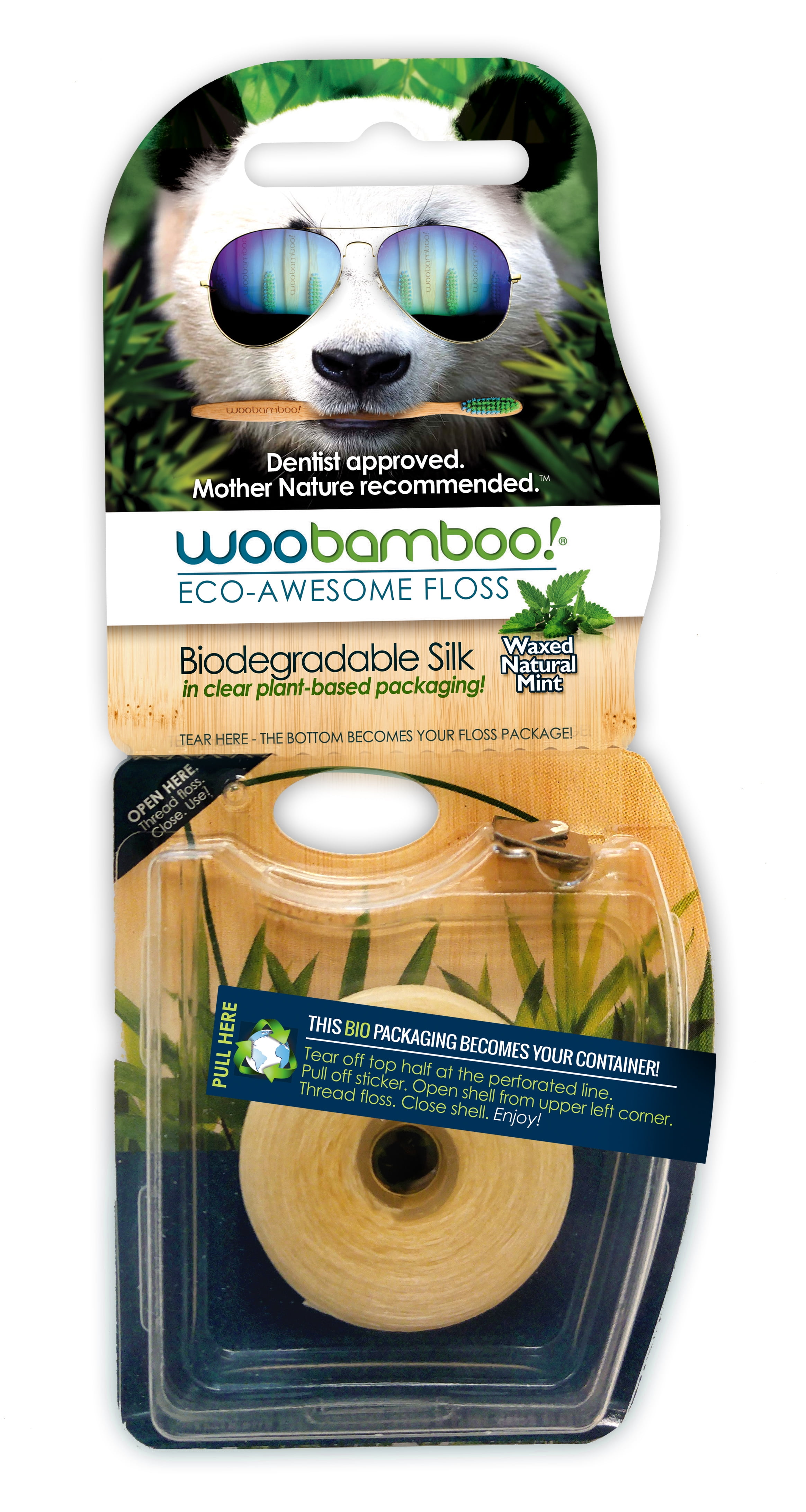 Woobamboo Dental Floss, Mint, 41 Yd