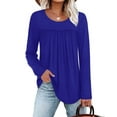 thumbnail image 4 of Ronuti Womens Plus Size Tops Fall Long Sleeve Shirts Crew Neck Casual Loose Tunic Blouses, 4 of 7
