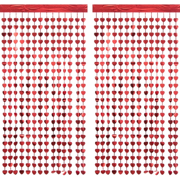 Foil Heart Photo Backdrop, Red, 39" x 78", 2 Pieces, Valentine's Day by Way To Celebrate
