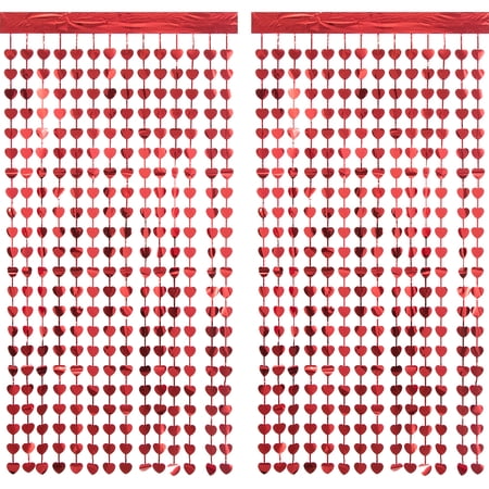 Foil Heart Photo Backdrop, Red, 39" x 78", 2 Pieces, Valentine's Day by Way To Celebrate