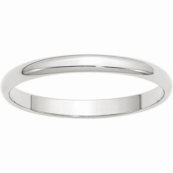 Primal Gold 10 Karat White Gold 2.5mm Hollow Half Round Wedding Band Size 10
