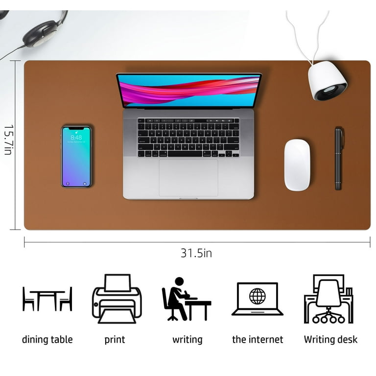Aothia Leather Desk Pad Protector Mouse Pad Office Desk Mat Non Slip PU Leather Desk Blotter Laptop Desk Pad Waterproof Desk Writing Pad for Office