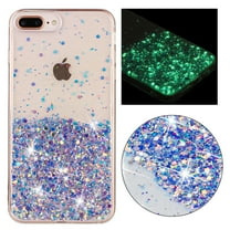 Fluorescent Case for iPhone 8 Plus / iPhone 7 Plus, Luxury Glitter Glow in The Darkness Noctiluncent Back Cover Luminous Shining Shockproof Protective Slim Phone Case, Purple