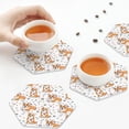 thumbnail image 4 of Leather Coasters with Heat-resistant for Drinks, Cartoon Cute Corgi Dog Love -标题2 Hexagon, 4 of 5