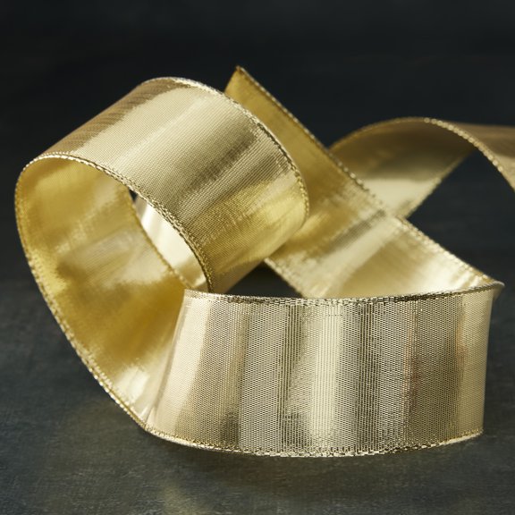 1.5" x 3yd. Gold Metallic Wired Ribbon by Celebrate It – Woven Selvage Edge - Ideal for Bows - Wreaths & Gift Wrapping - 12 Pack