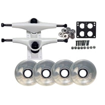 LONGBOARD TRUCKS WHEELS BEARINGS 6.0 White, 76mm Trans Clear